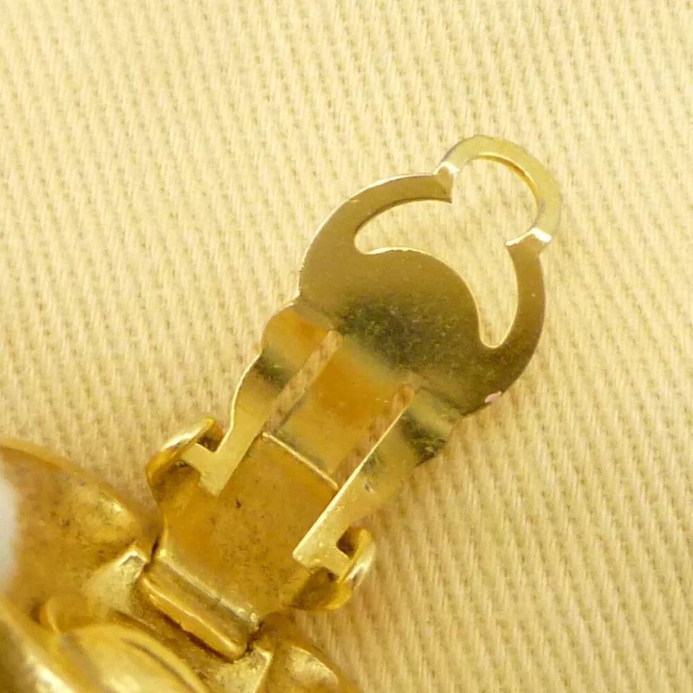 Authentic CHANEL Vintage Coco Mark Earrings Gold Brass - Picture 10 of 11